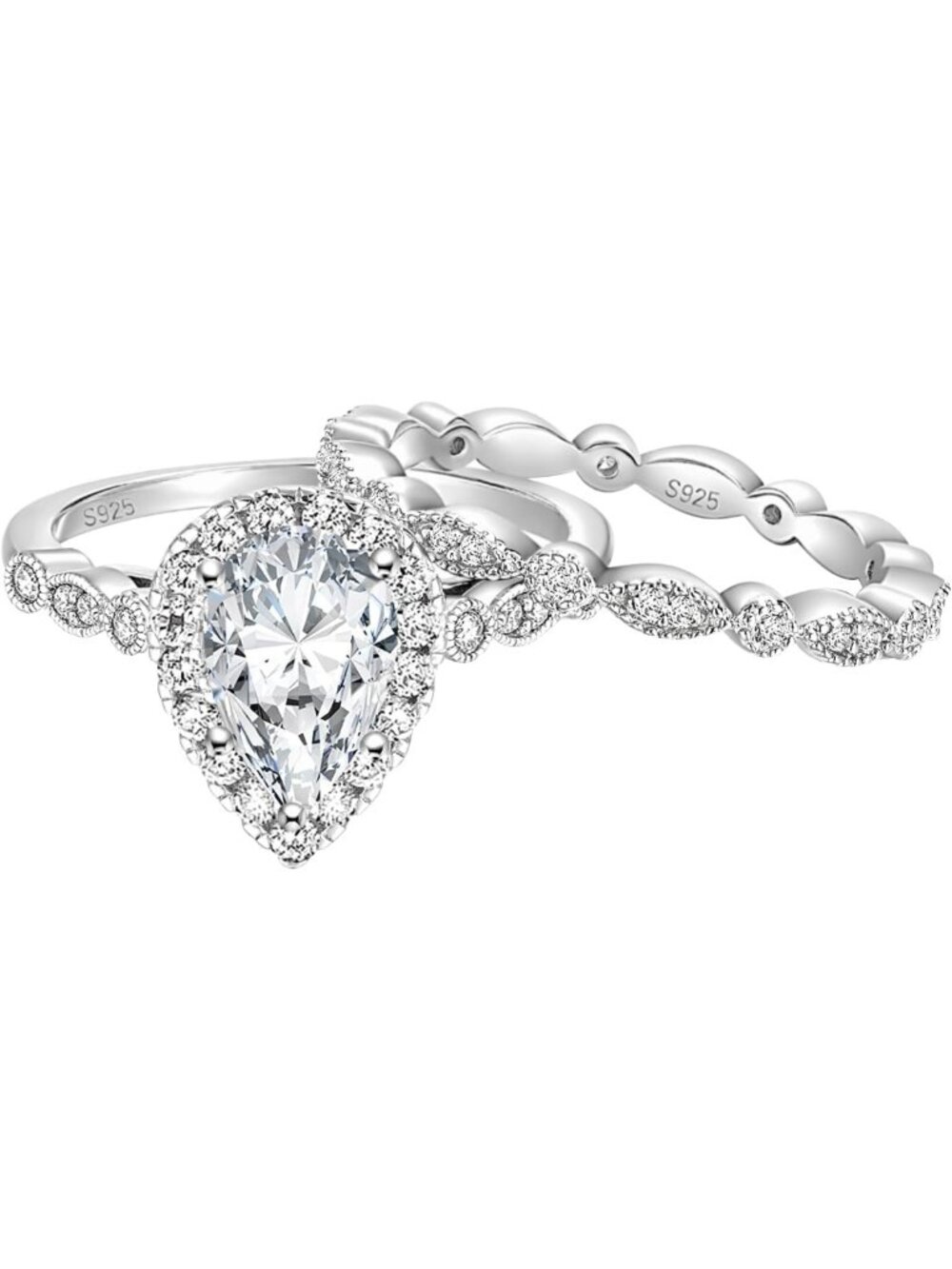 Elegant Teardrop Cut Wedding Ring Set for Women, Sizes 3-11, Engagement Jewelry